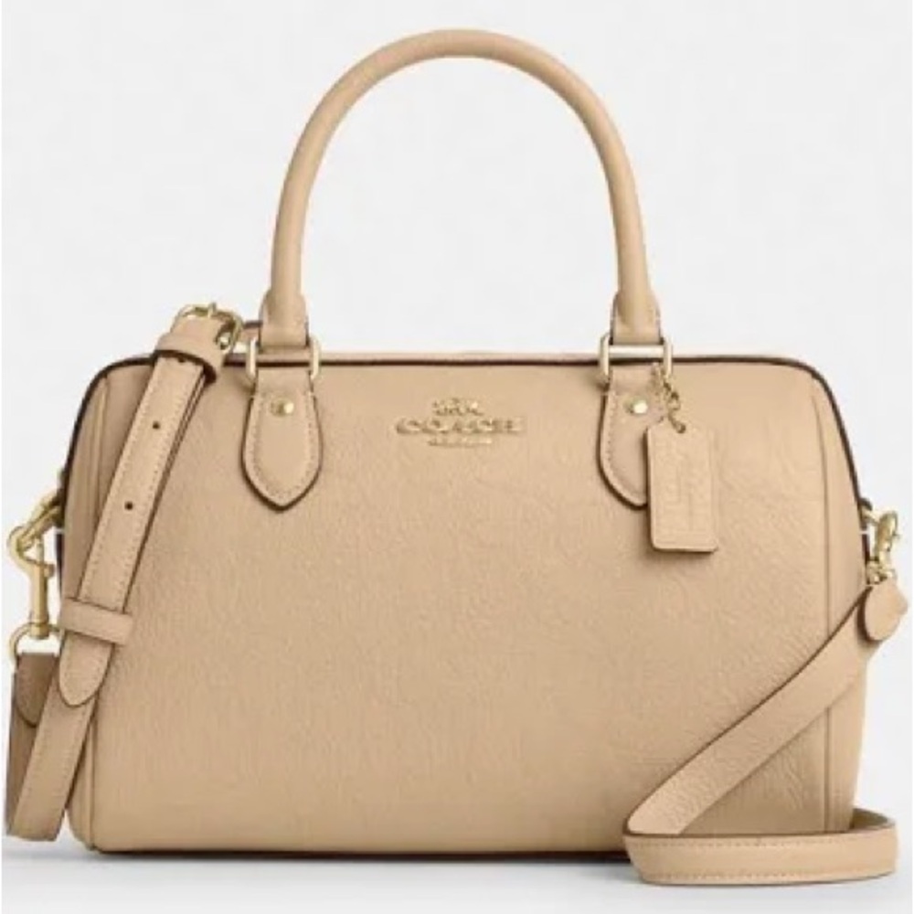 NIB Coach Rowan Satchel Bag In Signature Leather- Oat